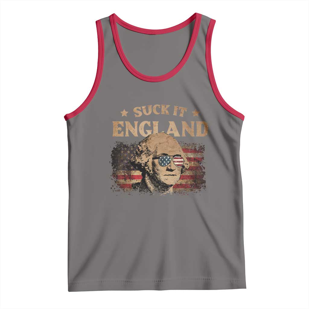 Funny Suck It England Tank Top 4th of July George Washington 1776 TS11 Deep Heather Red Print Your Wear