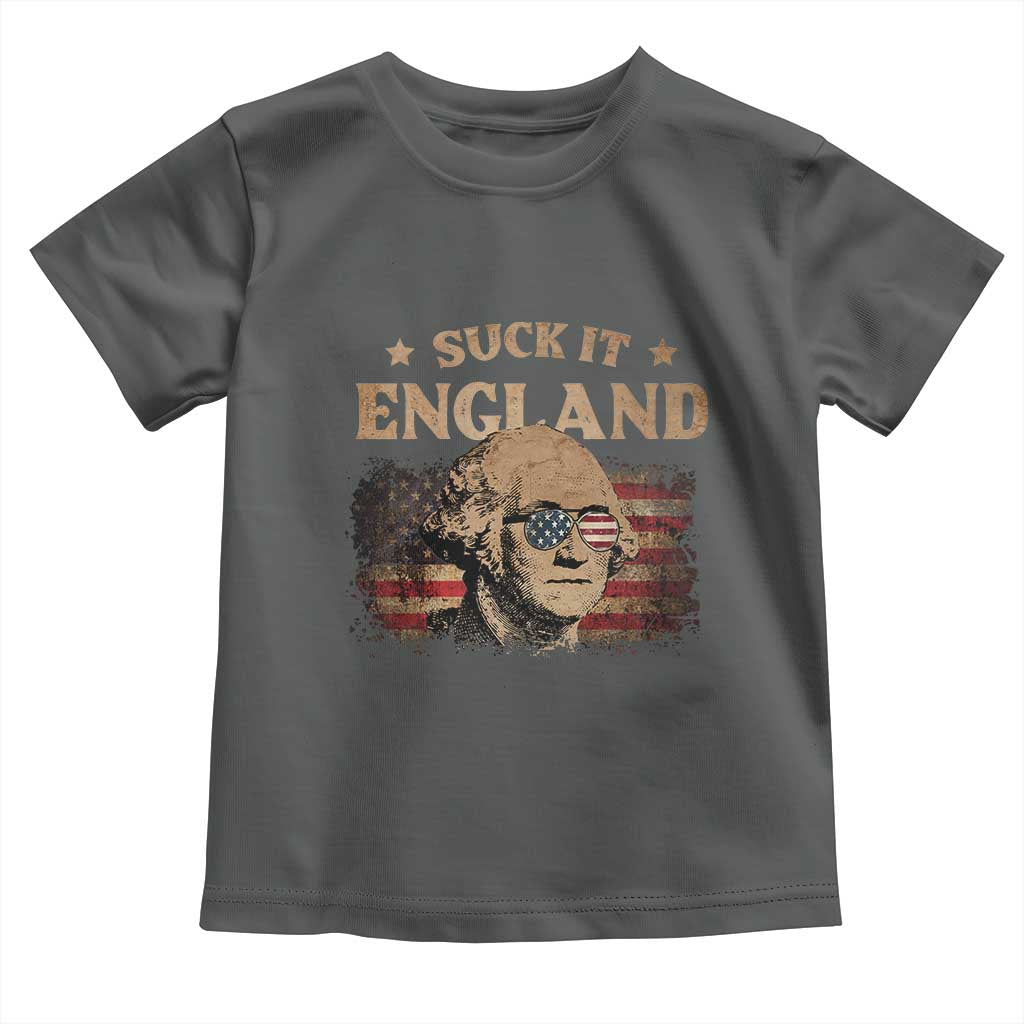 Funny Suck It England Toddler T Shirt 4th of July George Washington 1776 TS11 Dark Heather Print Your Wear