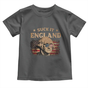 Funny Suck It England Toddler T Shirt 4th of July George Washington 1776 TS11 Dark Heather Print Your Wear