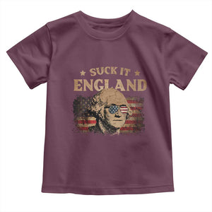 Funny Suck It England Toddler T Shirt 4th of July George Washington 1776 TS11 Maroon Print Your Wear