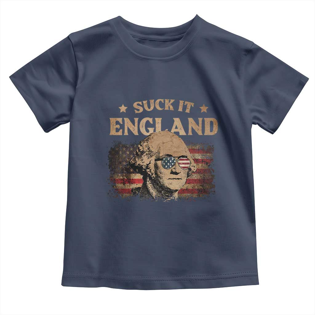 Funny Suck It England Toddler T Shirt 4th of July George Washington 1776 TS11 Navy Print Your Wear