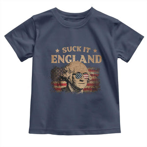 Funny Suck It England Toddler T Shirt 4th of July George Washington 1776 TS11 Navy Print Your Wear
