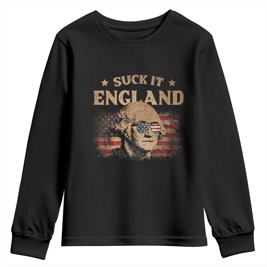Funny Suck It England Youth Sweatshirt 4th of July George Washington 1776 TS11 Black Print Your Wear