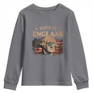 Funny Suck It England Youth Sweatshirt 4th of July George Washington 1776 TS11 Charcoal Print Your Wear