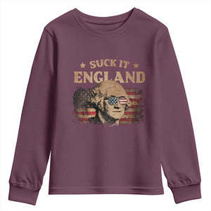 Funny Suck It England Youth Sweatshirt 4th of July George Washington 1776 TS11 Maroon Print Your Wear