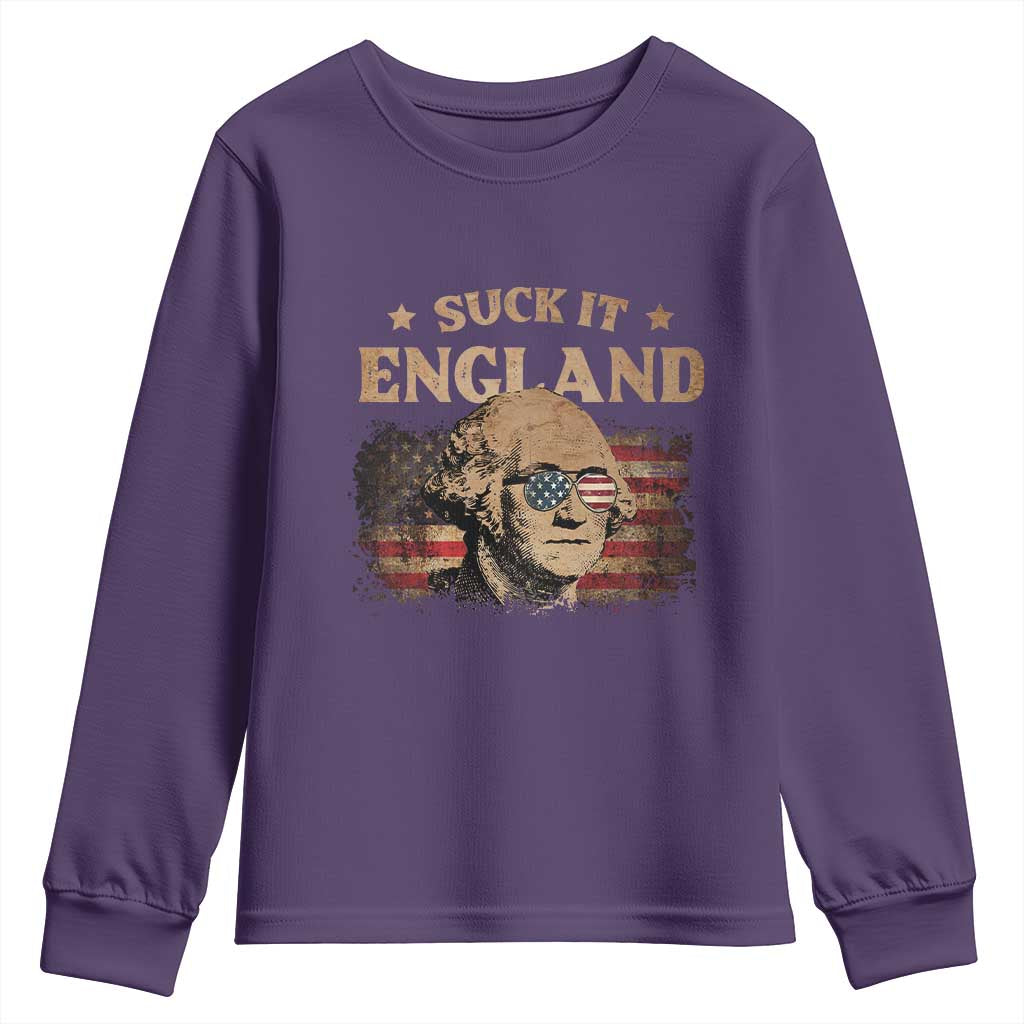 Funny Suck It England Youth Sweatshirt 4th of July George Washington 1776 TS11 Purple Print Your Wear