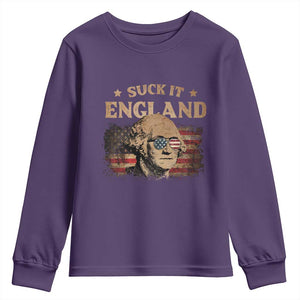 Funny Suck It England Youth Sweatshirt 4th of July George Washington 1776 TS11 Purple Print Your Wear