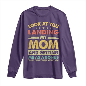 Bonus Dad Long Sleeve Shirt Look At You Landing My Mom And Getting Me As A Bonus TS11 Purple Print Your Wear