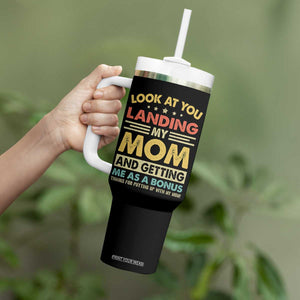 Bonus Dad Tumbler With Handle Look At You Landing My Mom And Getting Me As A Bonus