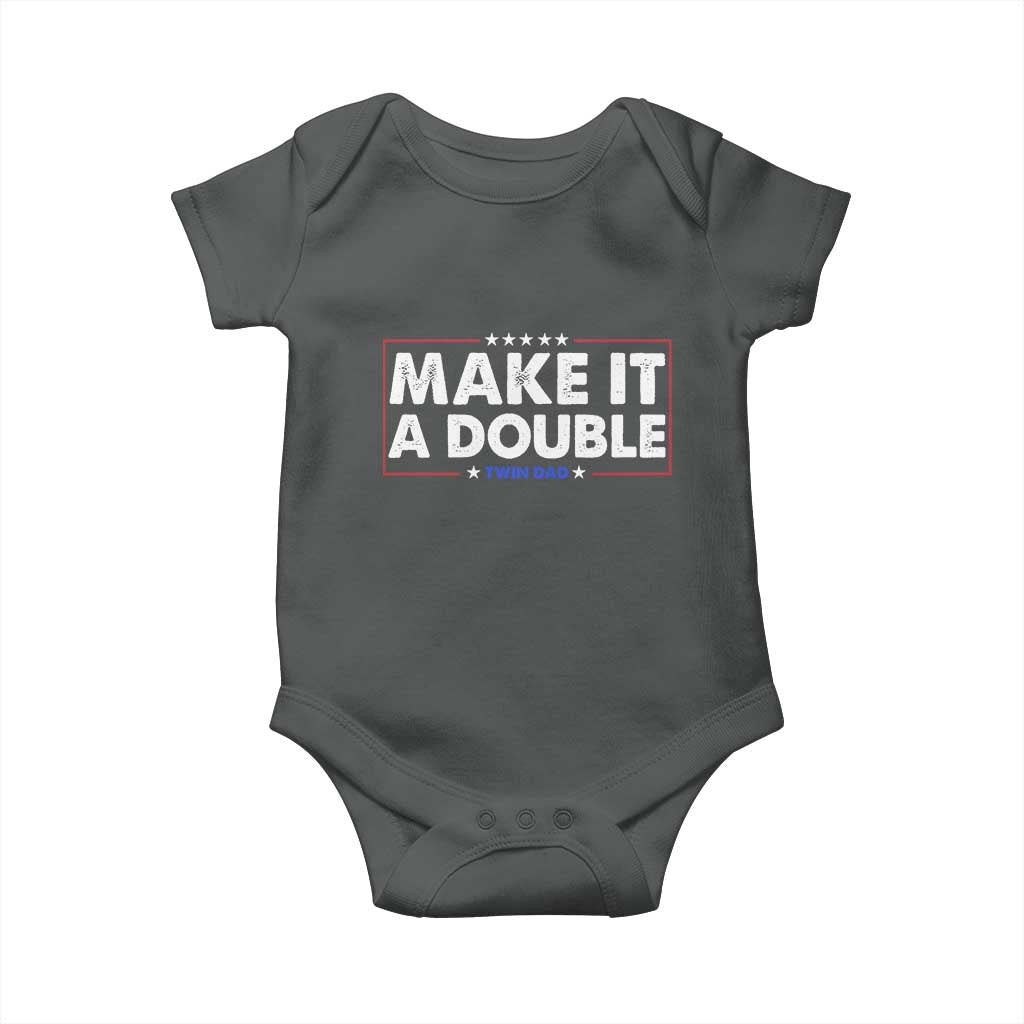 Make It A Double Twin Dad Baby Onesie Soon to Be Daddy Funny Father's Day TS11 Dark Heather Print Your Wear