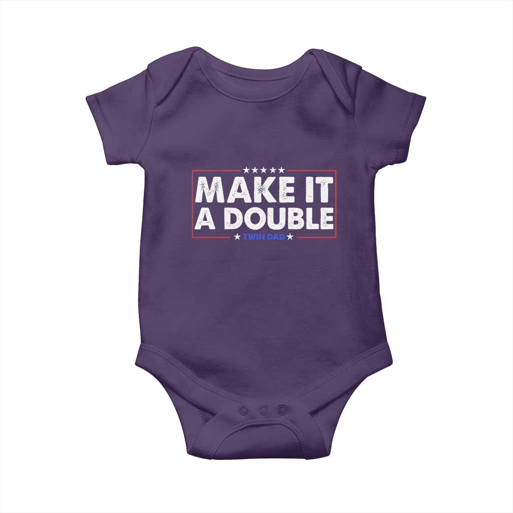 Make It A Double Twin Dad Baby Onesie Soon to Be Daddy Funny Father's Day TS11 Purple Print Your Wear