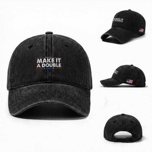 Make It A Double Twin Dad Washed Cotton Baseball Cap Soon to Be Daddy Funny Father's Day TS11 Washed Cap Universal Fit Black Print Your Wear