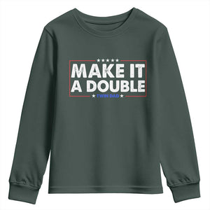 Make It A Double Twin Dad Youth Sweatshirt Soon to Be Daddy Funny Father's Day TS11 Dark Forest Green Print Your Wear