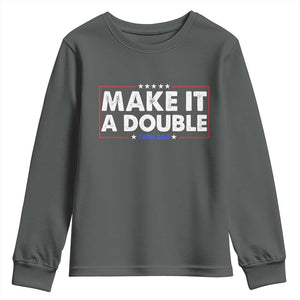 Make It A Double Twin Dad Youth Sweatshirt Soon to Be Daddy Funny Father's Day TS11 Dark Heather Print Your Wear