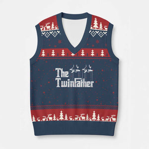 The Twinfather V-Neck Knit Sweater Vest Funny Dad Of Twins Fathers Day