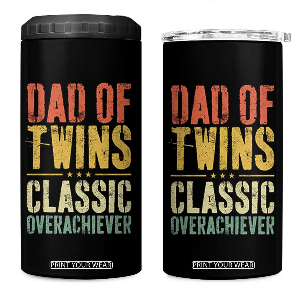 Dad Of Twins Classic Overachiever 4 in 1 Can Cooler Tumbler Proud Twin Father TS11 One Size: 16 oz Black Print Your Wear