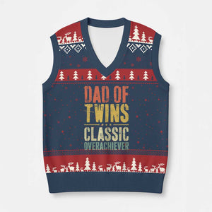 Dad Of Twins Classic Overachiever V-Neck Knit Sweater Vest Proud Twin Father TS11 Navy Red Print Your Wear