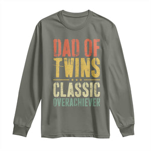 Dad Of Twins Classic Overachiever Long Sleeve Shirt Proud Twin Father TS11 Military Green Print Your Wear