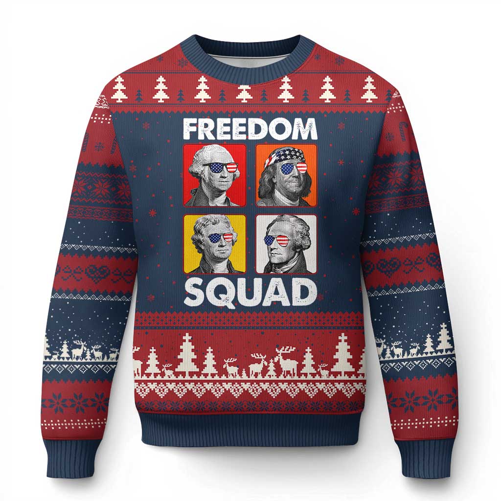 Freedom Squad Founding Fathers Ugly Christmas Sweater American Revolution 4th of July