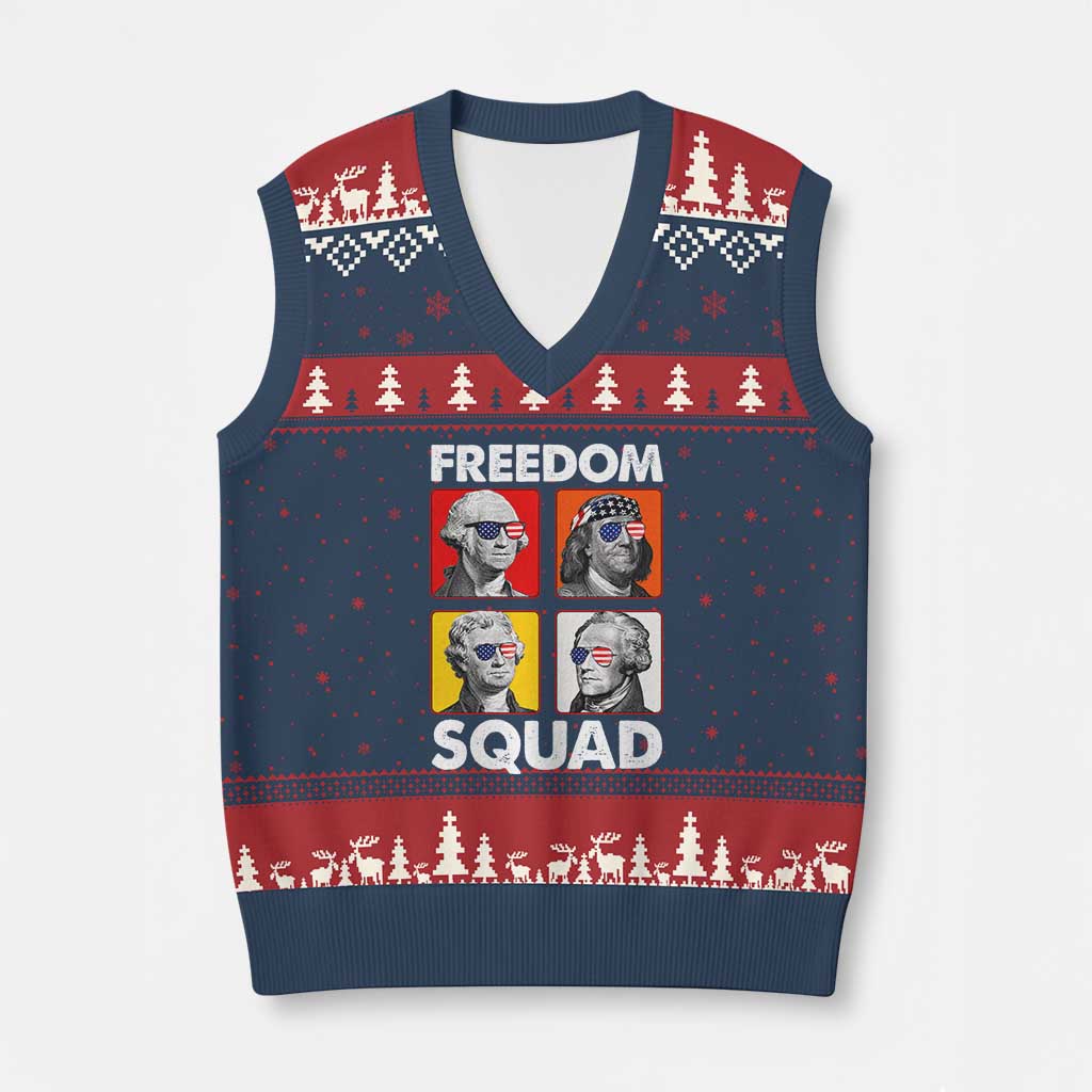 Freedom Squad Founding Fathers V-Neck Knit Sweater Vest American Revolution 4th of July