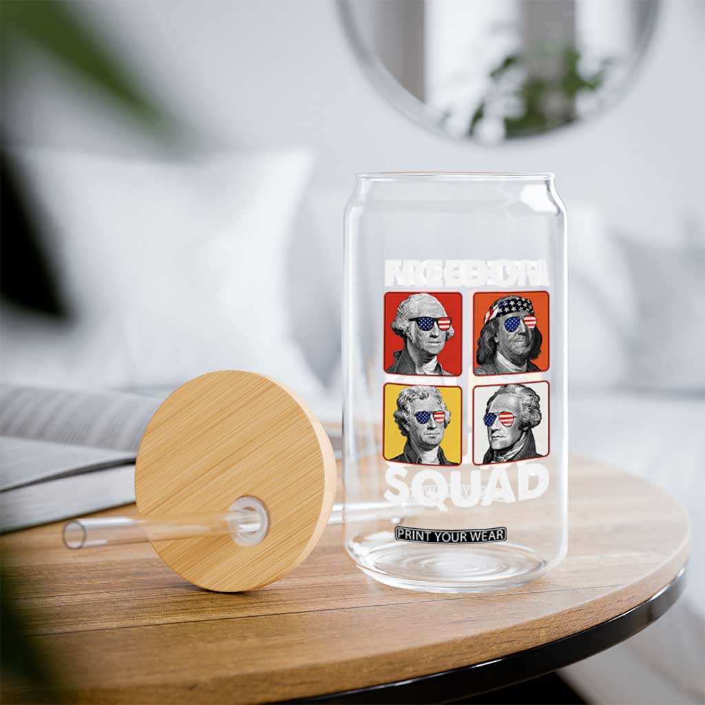 Freedom Squad Founding Fathers Glass Can American Revolution 4th of July