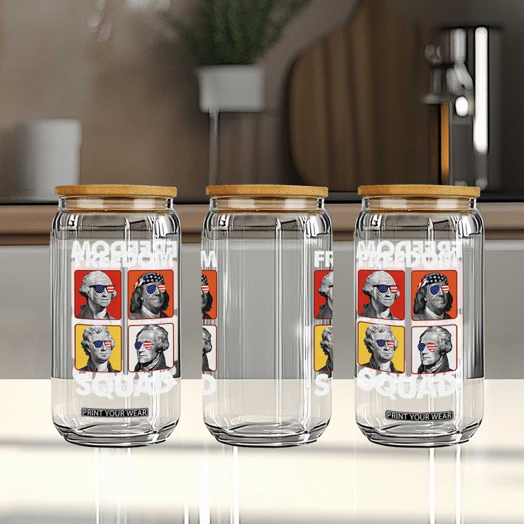 Freedom Squad Founding Fathers Glass Can American Revolution 4th of July