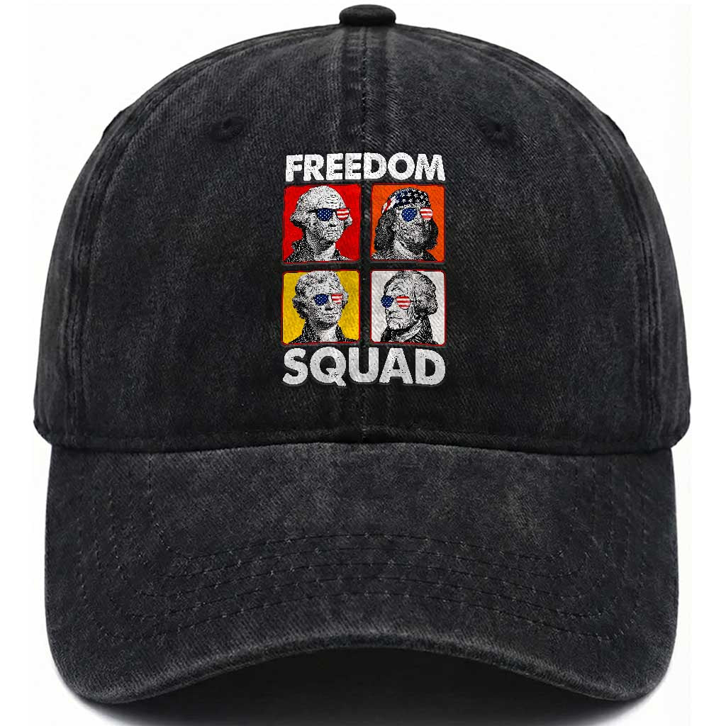 Freedom Squad Founding Fathers Washed Cotton Baseball Cap American Revolution 4th of July