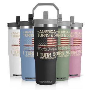 America Turns 250 I Turn 50 Flip Straw Tumbler 50th Birthday 250th Anniversary USA 1776 1976 2026 TS11 Print Your Wear