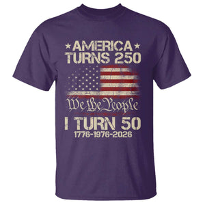 America Turns 250 I Turn 50 T Shirt 50th Birthday 250th Anniversary USA 1776 1976 2026 TS11 Purple Print Your Wear