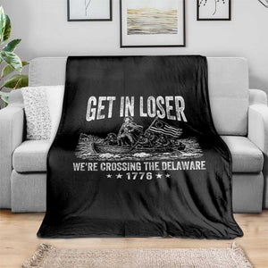 Get In Loser We Are Crossing The Delaware Throw Blanket Funny George Washington 250th 4th Of July TS11 Print Your Wear