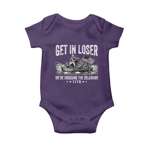 Get In Loser We Are Crossing The Delaware Baby Onesie Funny George Washington 250th 4th Of July TS11 Purple Print Your Wear