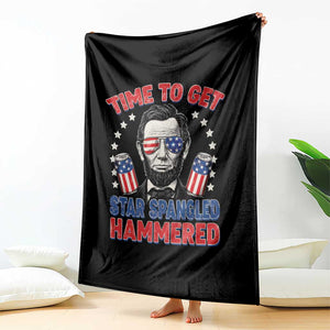 Time To Get Star Spangled Hammered Abraham Lincoln Throw Blanket Funny 4th of July