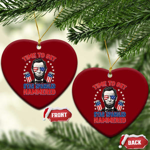 Time To Get Star Spangled Hammered Abraham Lincoln Ceramic Ornament Funny 4th of July