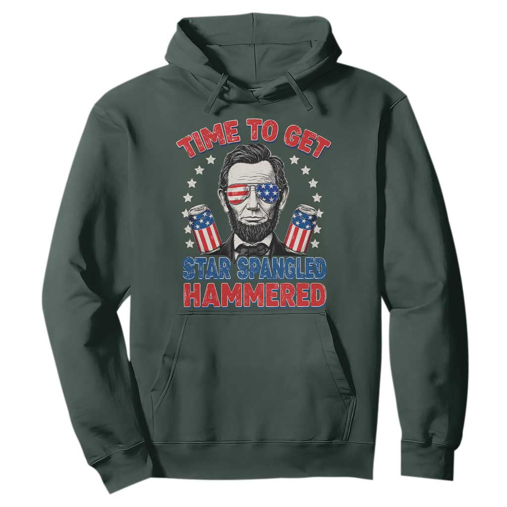 Time To Get Star Spangled Hammered Abraham Lincoln Hoodie Funny 4th of July