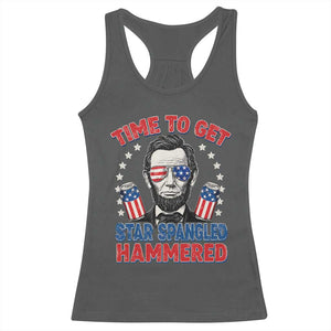 Time To Get Star Spangled Hammered Abraham Lincoln Racerback Tank Top Funny 4th of July