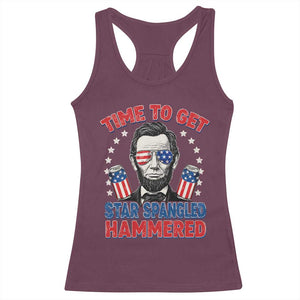 Time To Get Star Spangled Hammered Abraham Lincoln Racerback Tank Top Funny 4th of July