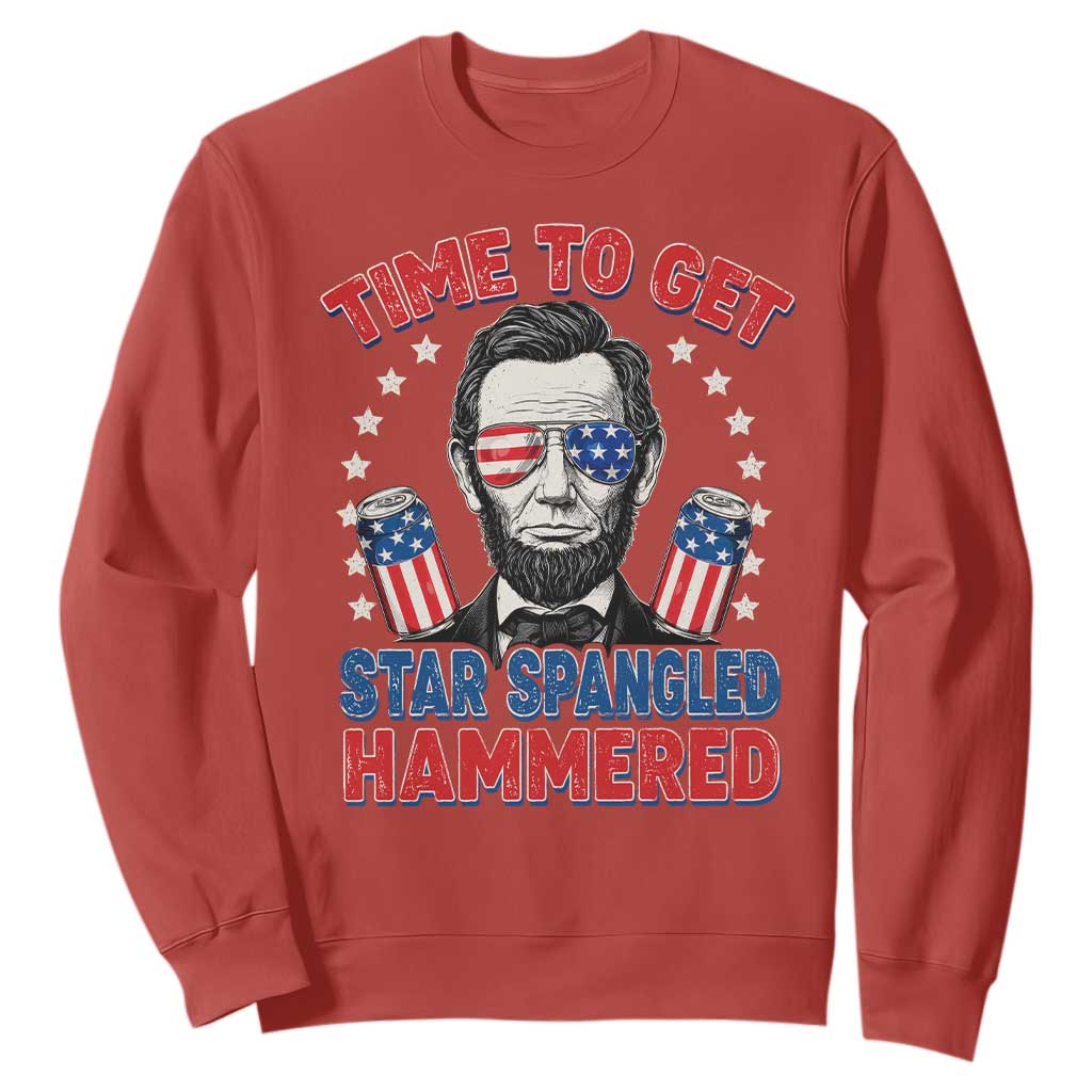 Time To Get Star Spangled Hammered Abraham Lincoln Sweatshirt Funny 4th of July