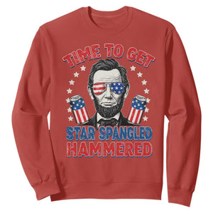Time To Get Star Spangled Hammered Abraham Lincoln Sweatshirt Funny 4th of July