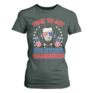 Time To Get Star Spangled Hammered Abraham Lincoln T Shirt For Women Funny 4th of July