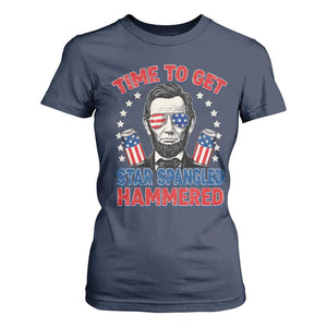 Time To Get Star Spangled Hammered Abraham Lincoln T Shirt For Women Funny 4th of July