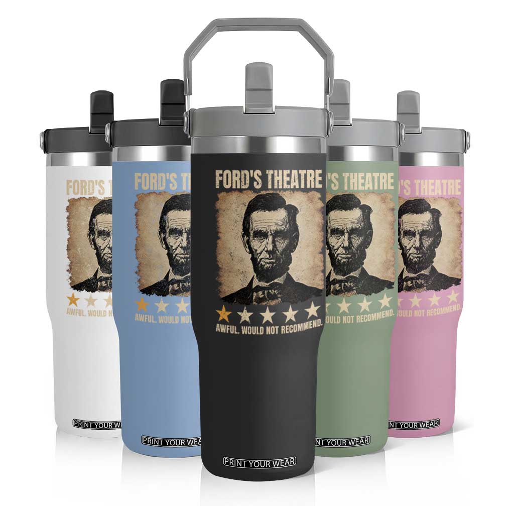 Abraham Lincoln Ford's Theatre Flip Straw Tumbler Awful Would Not Recommend Funny US History