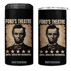 Abraham Lincoln Ford's Theatre 4 in 1 Can Cooler Tumbler Awful Would Not Recommend Funny US History