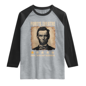 Abraham Lincoln Ford's Theatre Raglan Shirt Awful Would Not Recommend Funny US History