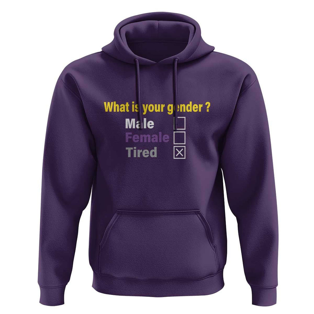 Funny Non Binary Hoodie What Is Your Gender Male Female Tired LGBT Pride Enby Flag TS11 Purple Print Your Wear