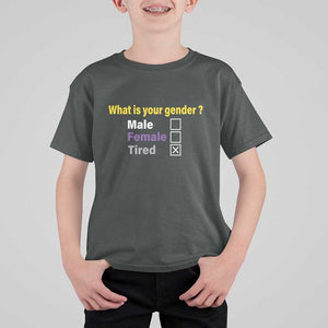 Funny Non Binary T Shirt For Kid What Is Your Gender Male Female Tired LGBT Pride Enby Flag TS11 Dark Heather Print Your Wear
