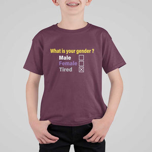 Funny Non Binary T Shirt For Kid What Is Your Gender Male Female Tired LGBT Pride Enby Flag TS11 Maroon Print Your Wear