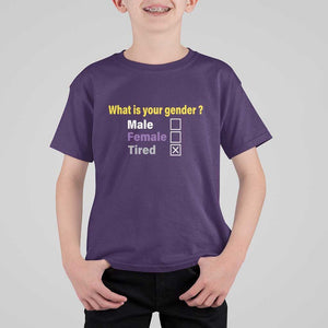 Funny Non Binary T Shirt For Kid What Is Your Gender Male Female Tired LGBT Pride Enby Flag TS11 Purple Print Your Wear