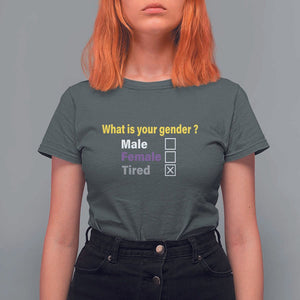 Funny Non Binary T Shirt For Women What Is Your Gender Male Female Tired LGBT Pride Enby Flag TS11 Dark Heather Print Your Wear
