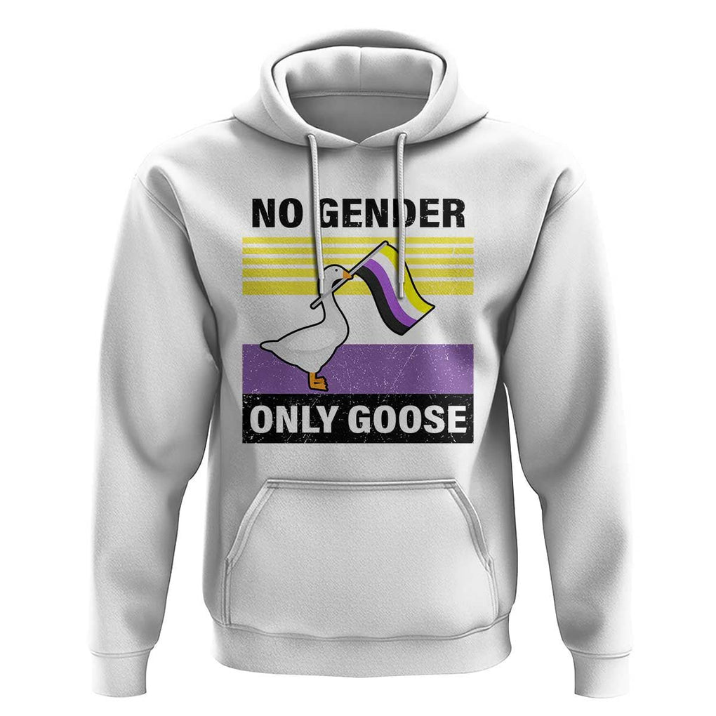 Funny Non Binary Hoodie No Gender Only Goose LGBTQ Enby Flag TS11 White Print Your Wear