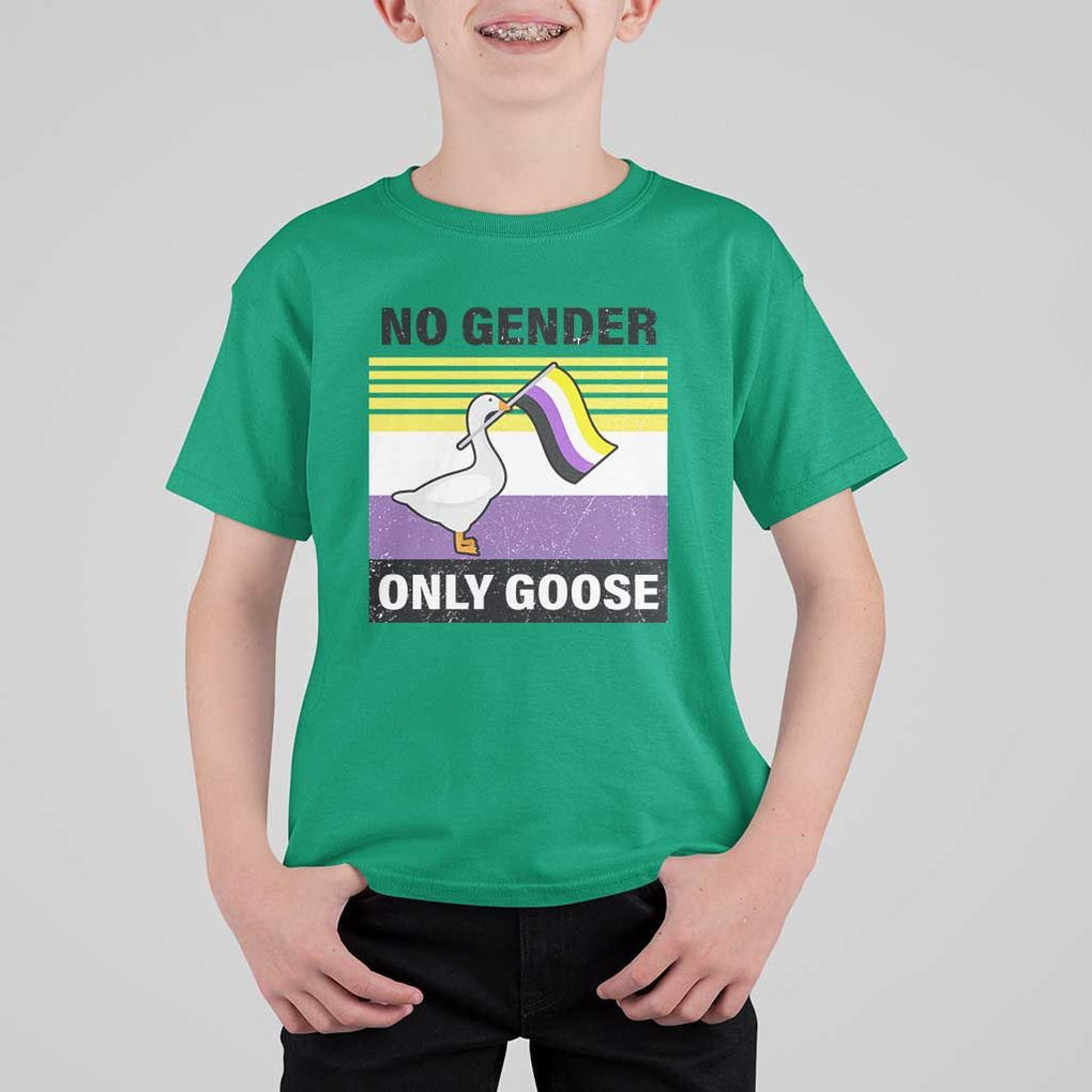 Funny Non Binary T Shirt For Kid No Gender Only Goose LGBTQ Enby Flag TS11 Irish Green Print Your Wear